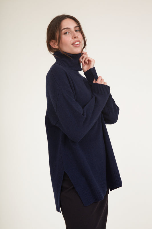 Line High Neck Sweater (Sky Captain)