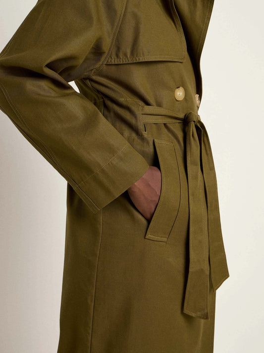 Trenchcoat - tencel (dark olive)