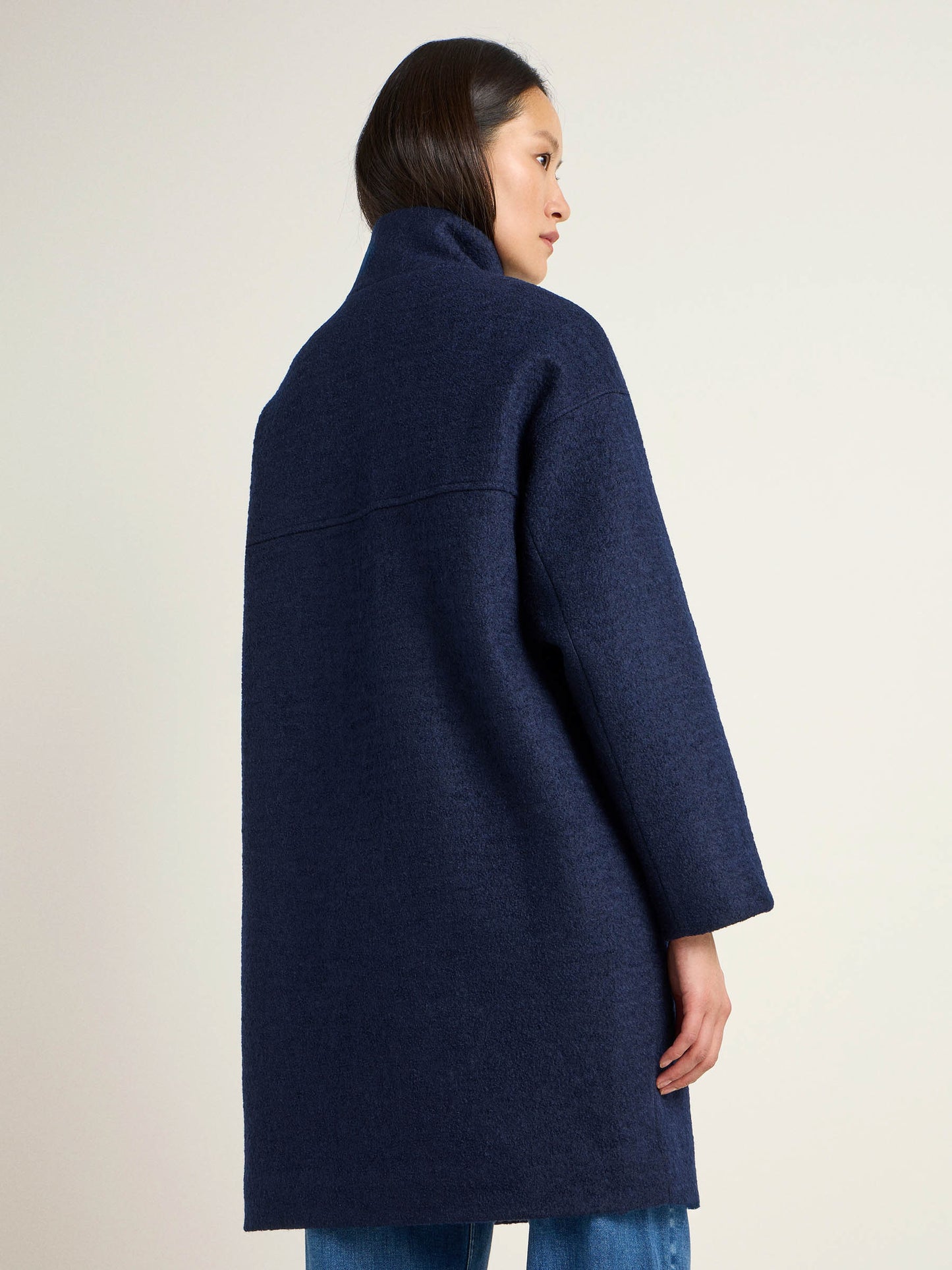 Oversize jakke - organic wool/cotton (midnight blue)