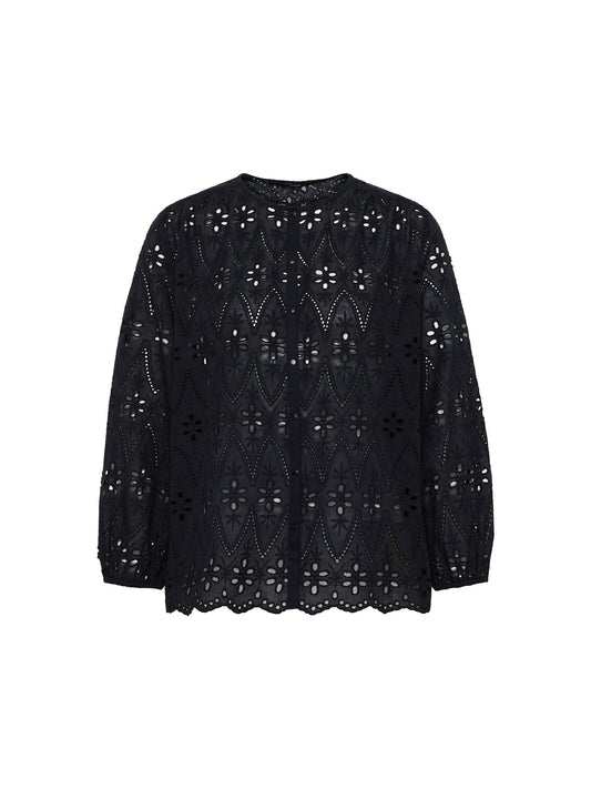 Skjorte i broderi anglaise (black)